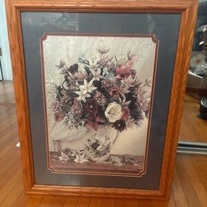 Floral Framed Art with Wooden Frame